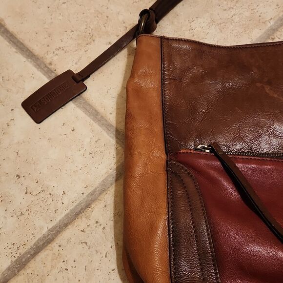 Pikolinos Brown/Garnet Tricolored Leather Cuero Hobo Handbag